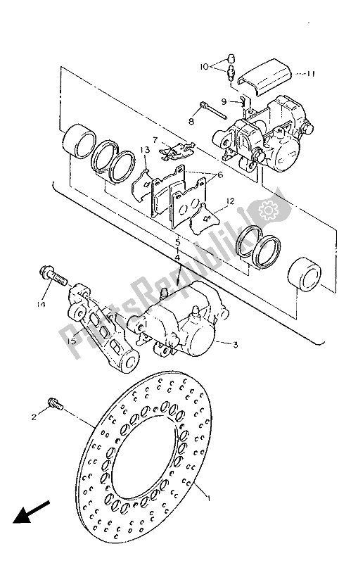 Tutte le parti per il Pinza Freno Posteriore del Yamaha FZR 1000 1987