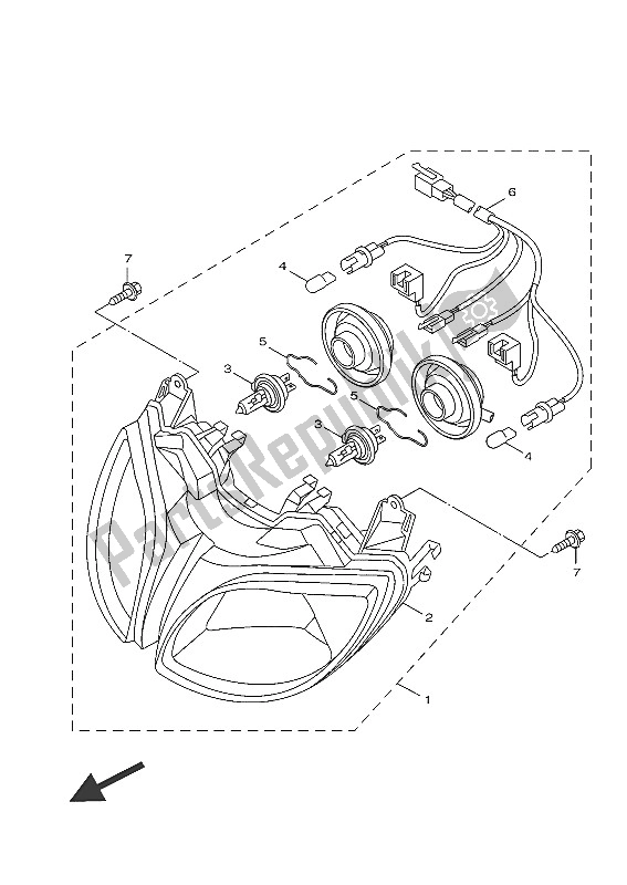 All parts for the Headlight of the Yamaha HW 151 2016