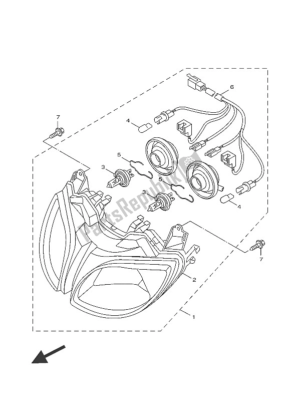 All parts for the Headlight of the Yamaha HW 151 2016