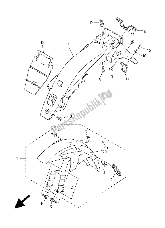 All parts for the Fender of the Yamaha YBR 125 ED 2005