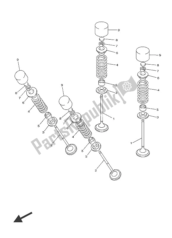 All parts for the Valve of the Yamaha VMX 17 1700 2016