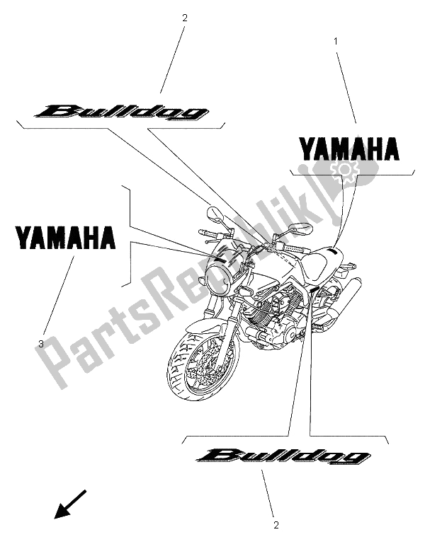 Wszystkie części do Grafika I Emblemat Yamaha BT 1100 Bulldog 2005