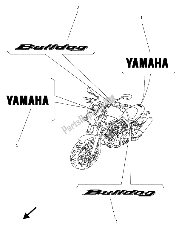 Wszystkie części do Grafika I Emblemat Yamaha BT 1100 Bulldog 2005