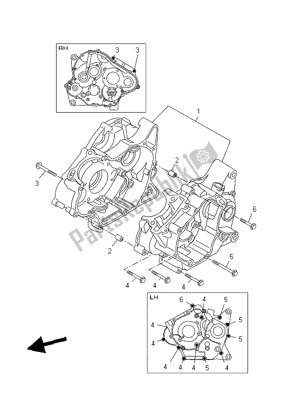 All parts for the Crankcase of the Yamaha YZF R 125 2009