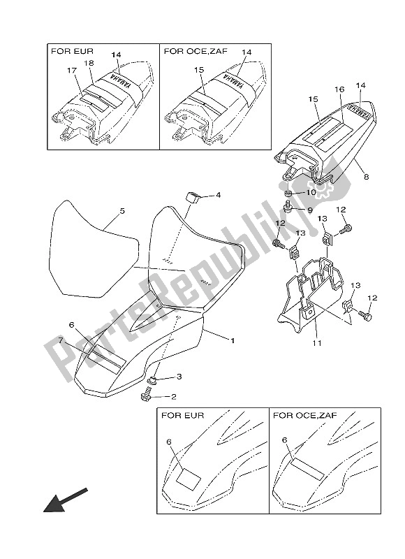 All parts for the Fender of the Yamaha TT R 50E 2016