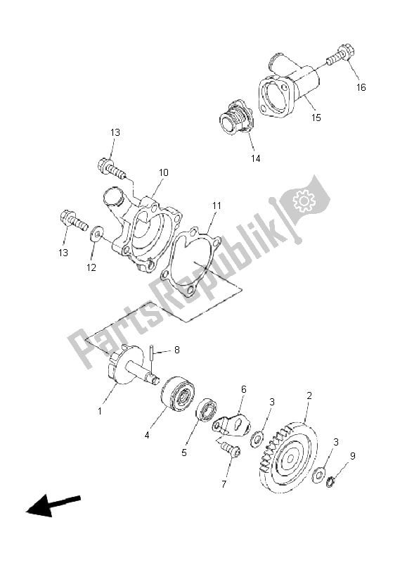 All parts for the Water Pump of the Yamaha WR 250R 2008