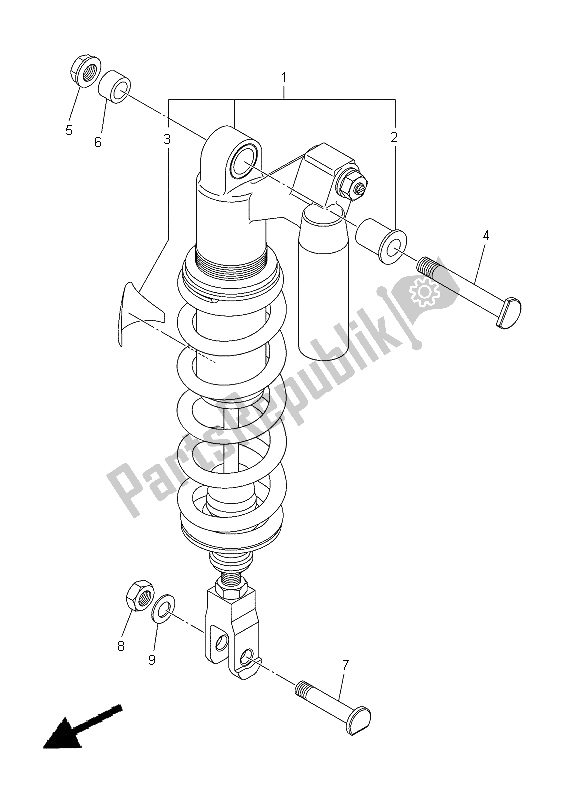 All parts for the Rear Suspension of the Yamaha WR 250R 2012