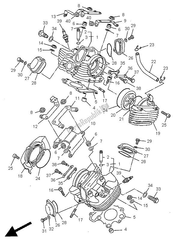 Wszystkie części do G? Owica Cylindra Yamaha XVS 650 Dragstar 1998