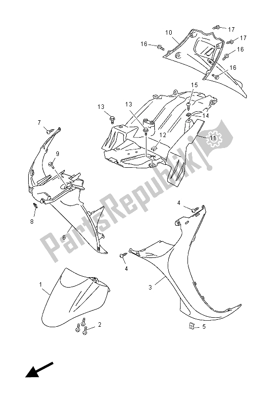 Tutte le parti per il Parafango del Yamaha YN 50 Neos 2012