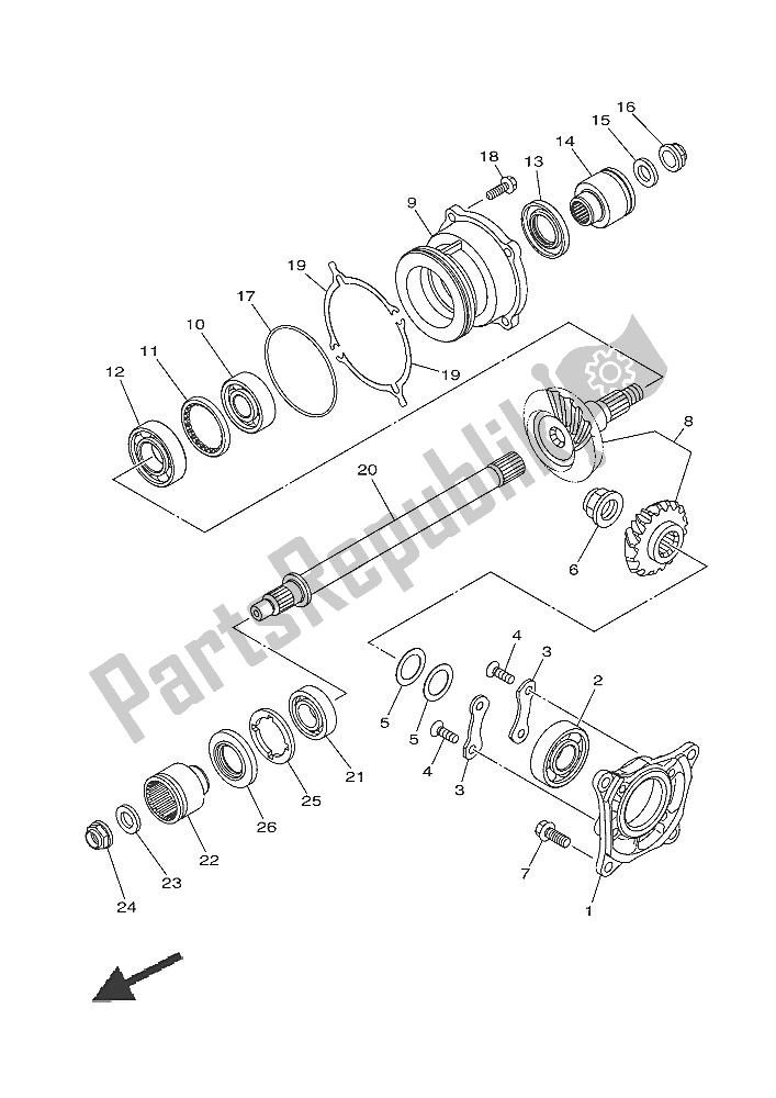 Tutte le parti per il Marcia Centrale del Yamaha YFM 700 Fwad Grizzly EPS SE 2016