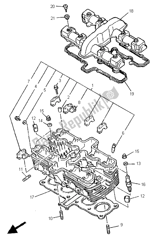 Todas las partes para Cabeza De Cilindro de Yamaha XJR 1200 SP 1997