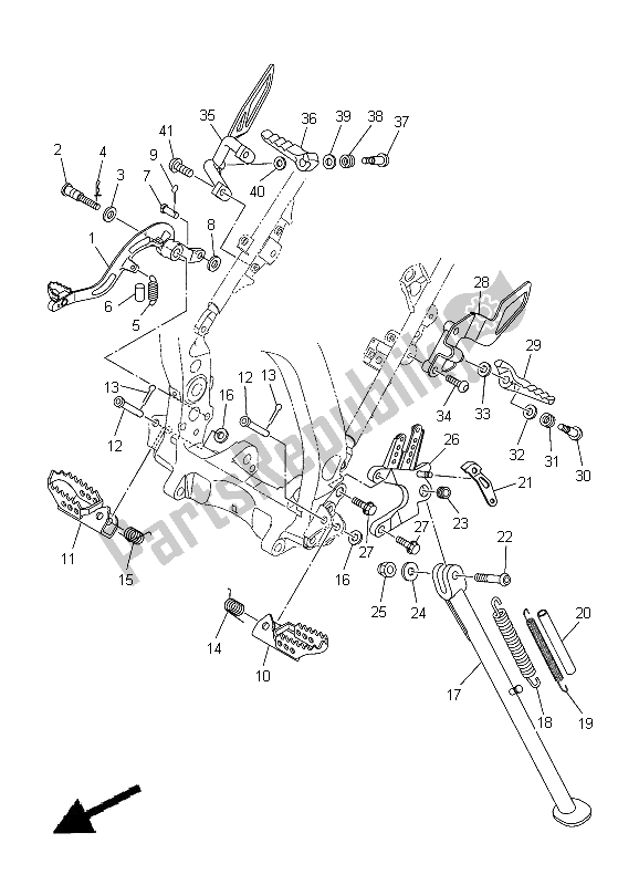 All parts for the Stand & Footrest of the Yamaha WR 250R 2012