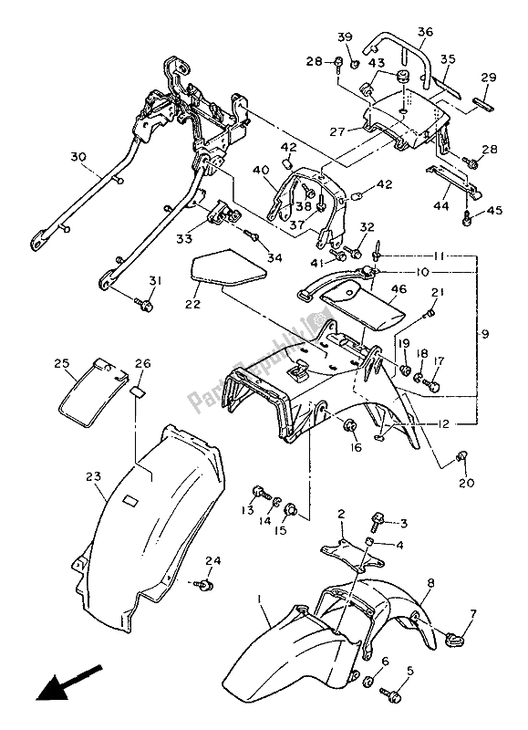 All parts for the Fender of the Yamaha FZ 750 Genesis 1988