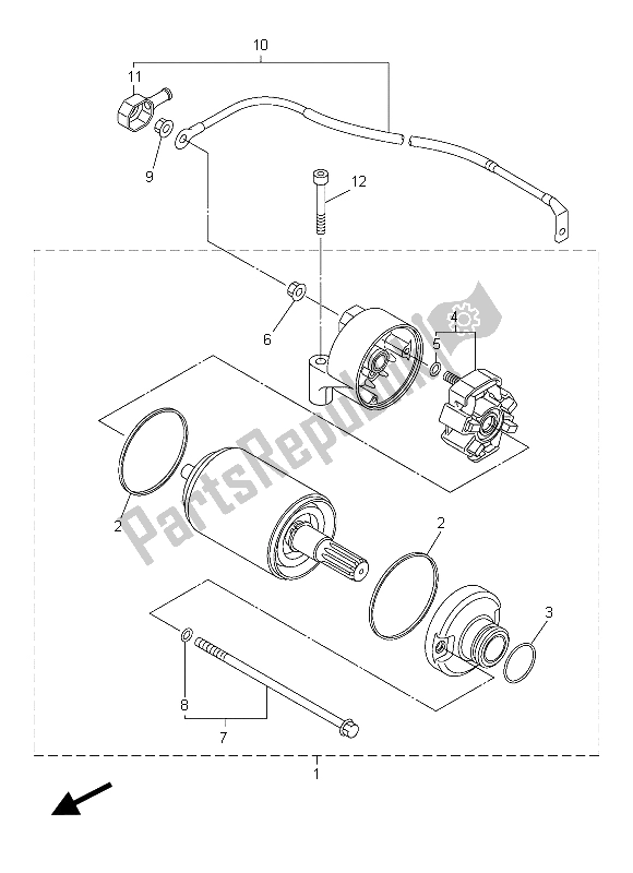 All parts for the Starting Motor of the Yamaha FZ8 S 800 2015