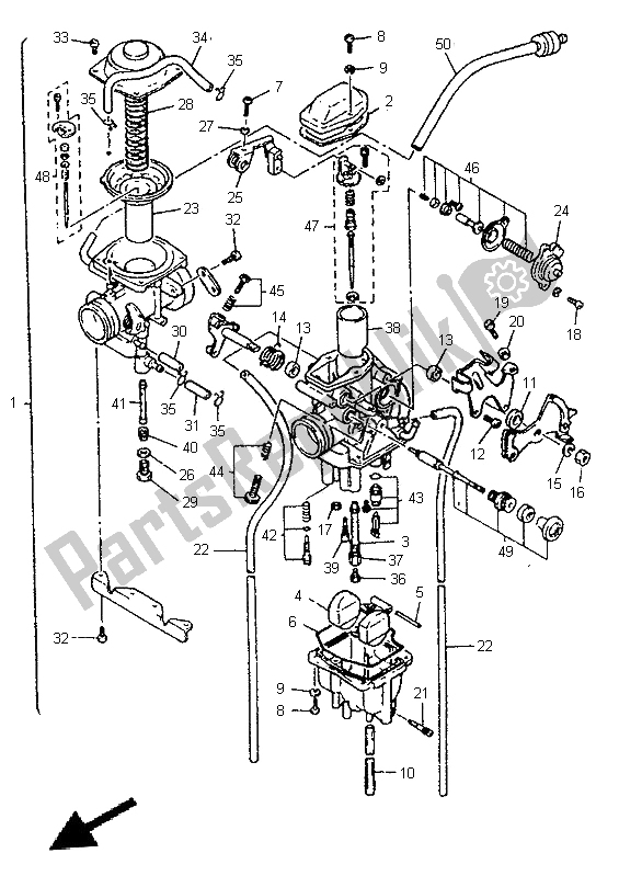 All parts for the Carburetor of the Yamaha TT 600E 1996