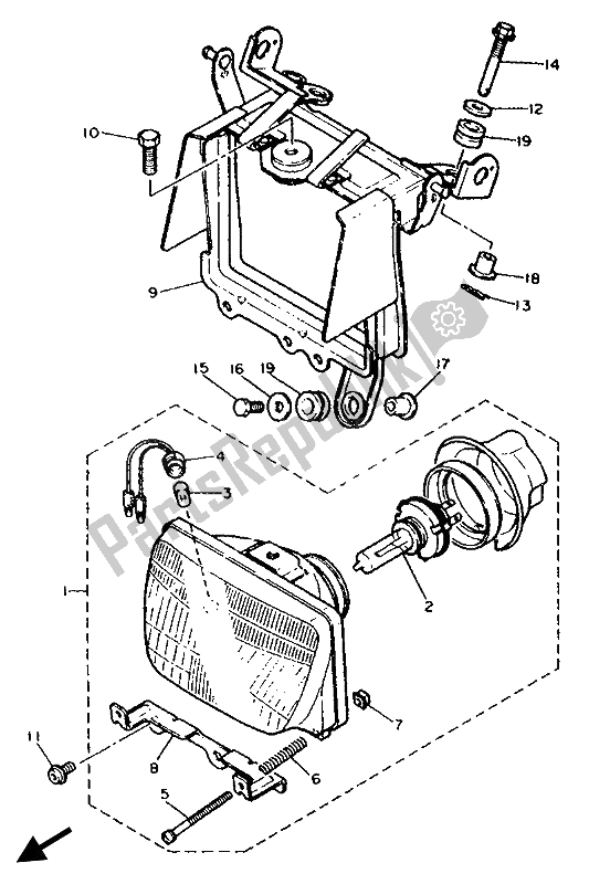 Todas as partes de Farol do Yamaha XT 600E 1992