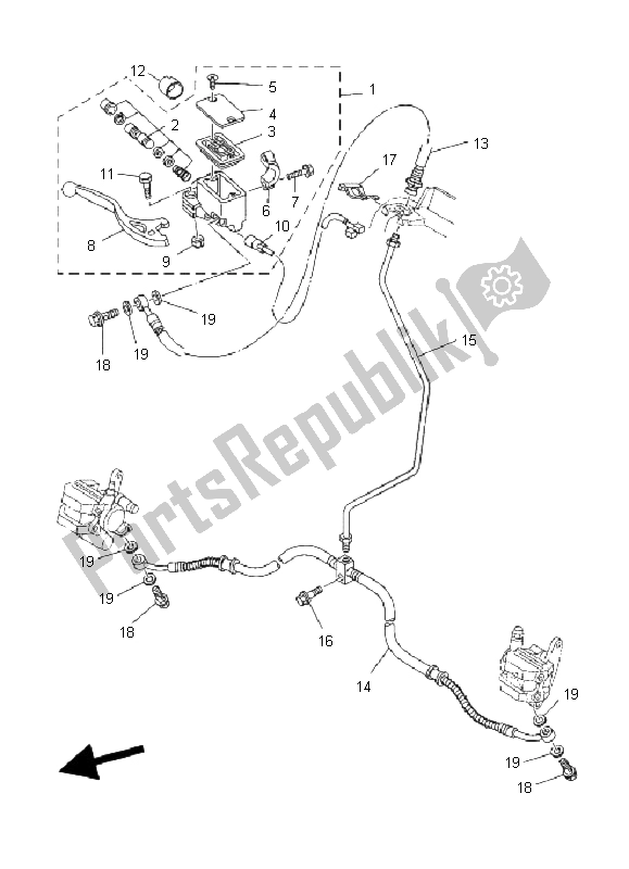 Alle onderdelen voor de Voorste Hoofdcilinder van de Yamaha YFM 660R 2005