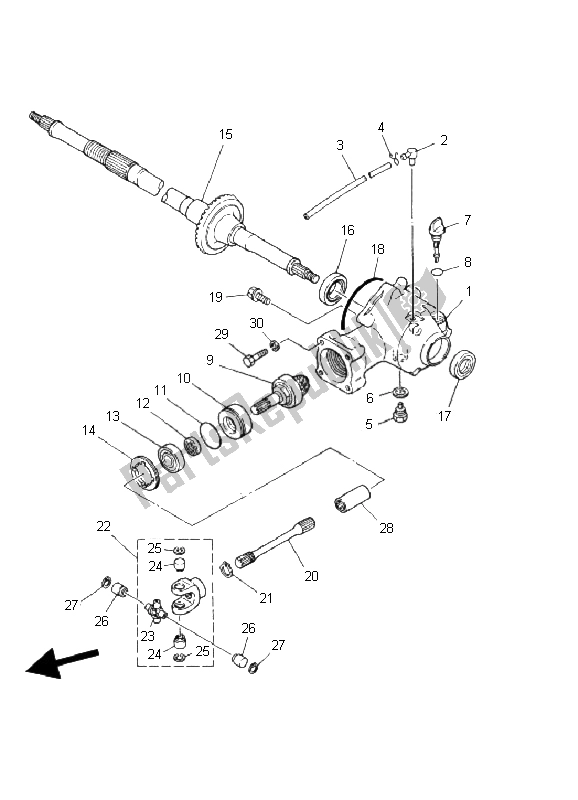 All parts for the Drive Shaft of the Yamaha YFM 80 Badger 2002