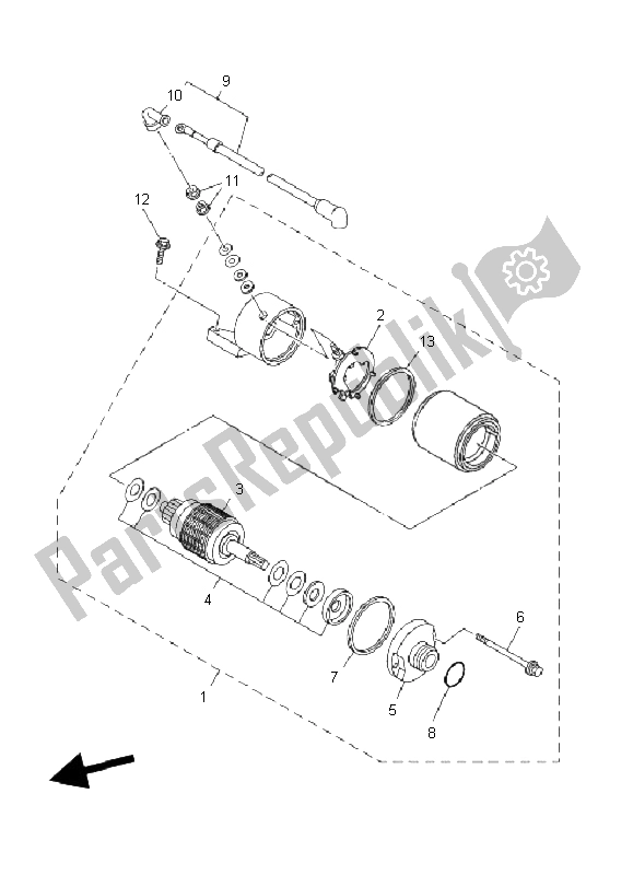 All parts for the Starting Motor of the Yamaha YFM 350 FA Bruin 2X4 2004