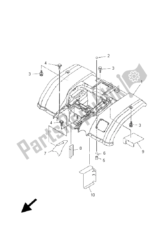 Tutte le parti per il Parafango Posteriore del Yamaha YFM 450F Grizzly 4X4 2009