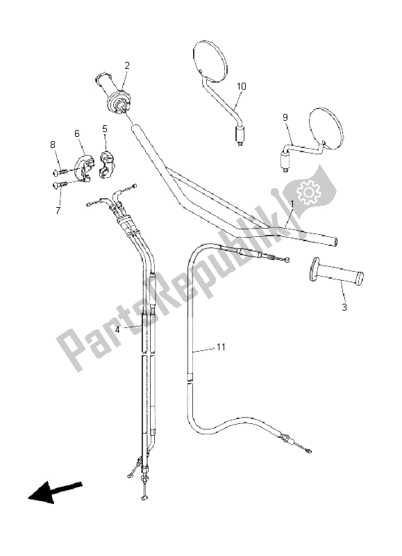 All parts for the Steering Handle & Cable of the Yamaha WR 250X 2008