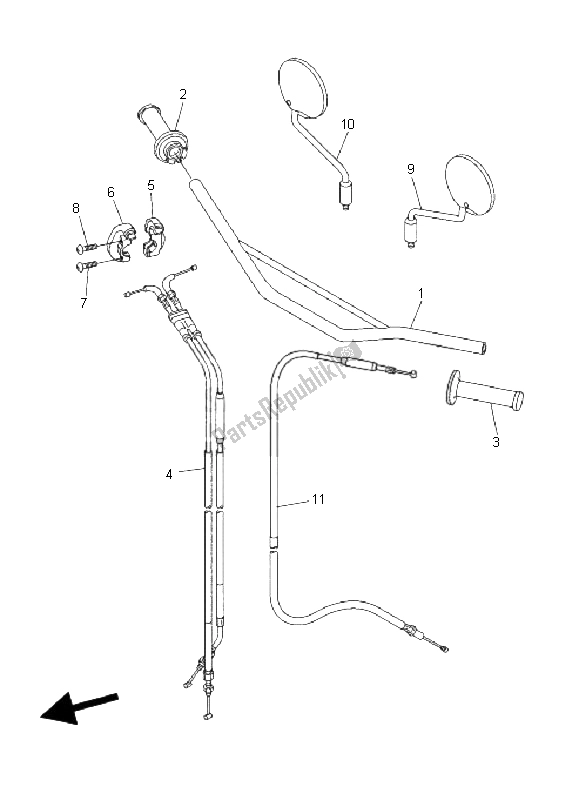 All parts for the Steering Handle & Cable of the Yamaha WR 250X 2008