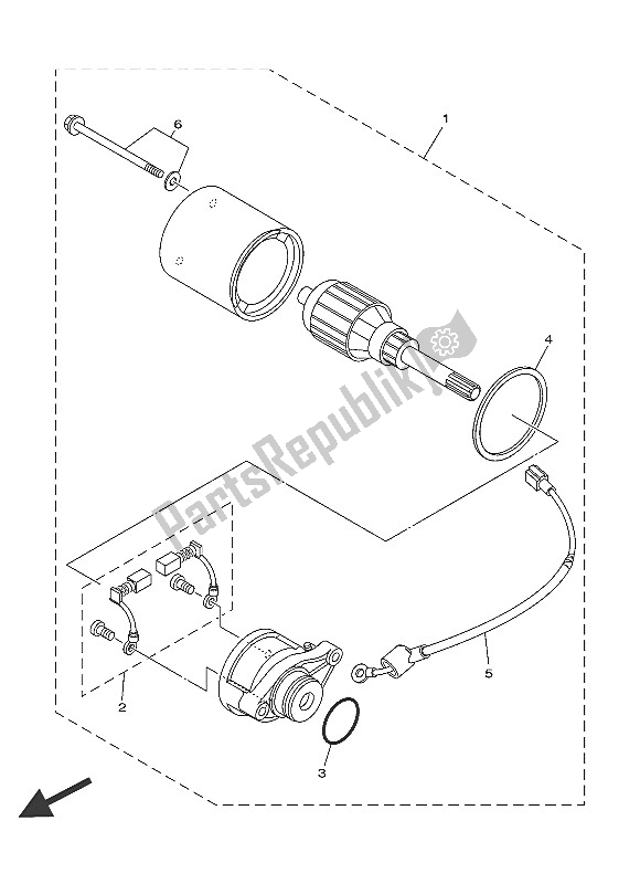 All parts for the Starting Motor of the Yamaha TT R 110E 2016