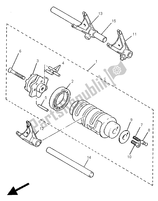 All parts for the Shift Cam & Fork of the Yamaha XV 535 Virago 1998