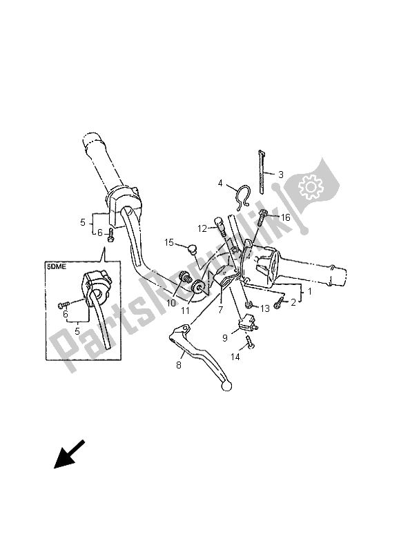 All parts for the Handle Switch & Lever of the Yamaha FZS 600 Fazer 2001