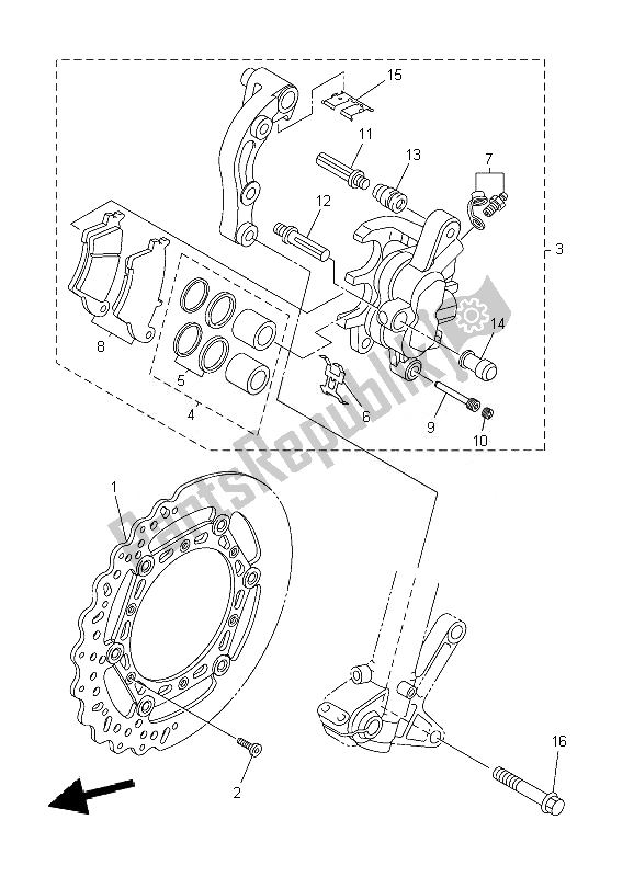 All parts for the Front Brake Caliper of the Yamaha YZ 250 2010