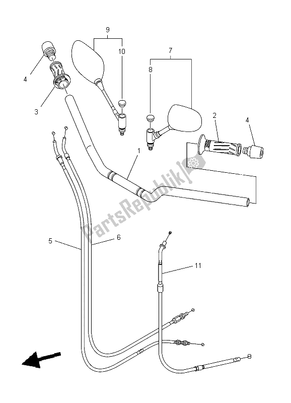 Alle onderdelen voor de Stuurhendel En Kabel van de Yamaha XJ6N 600 2009