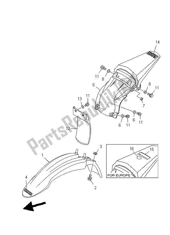 All parts for the Fender of the Yamaha TT R 125E SW LW 2009