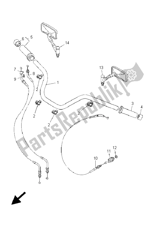 All parts for the Steering Handle & Cable of the Yamaha XVS 650A Dragstar 2001