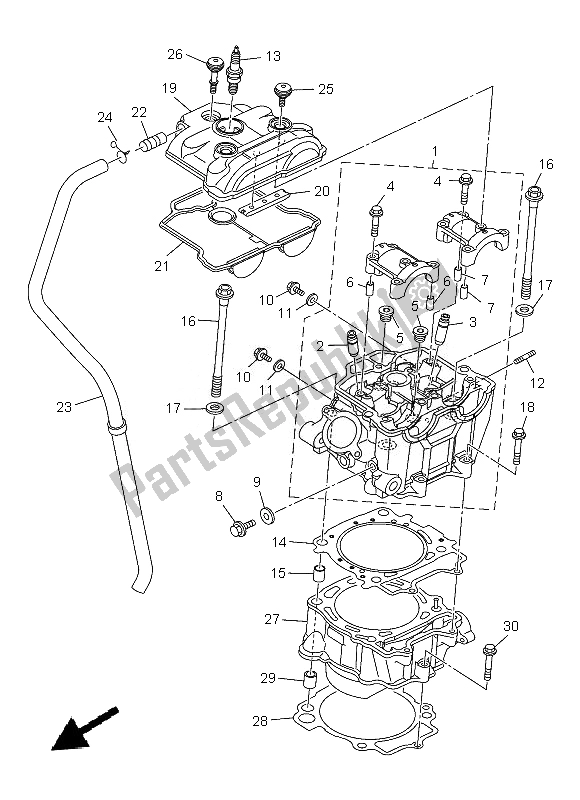 All parts for the Cylinder of the Yamaha YZ 450F 2013