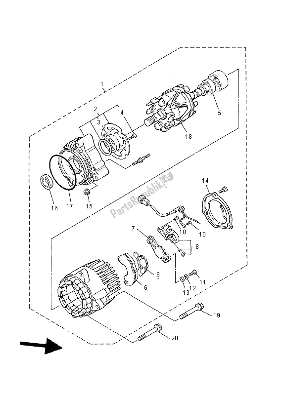Tutte le parti per il Generatore del Yamaha XJR 1300 SP 2000