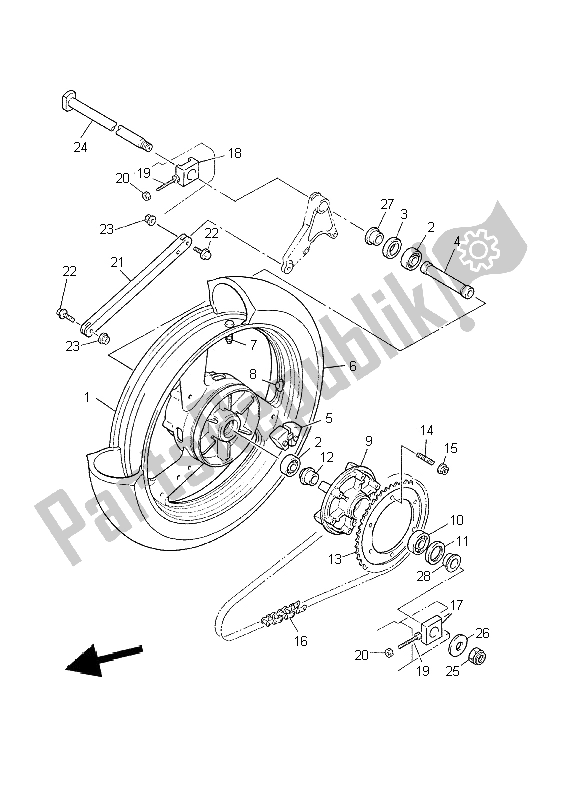 All parts for the Rear Wheel of the Yamaha XJR 1300 2002