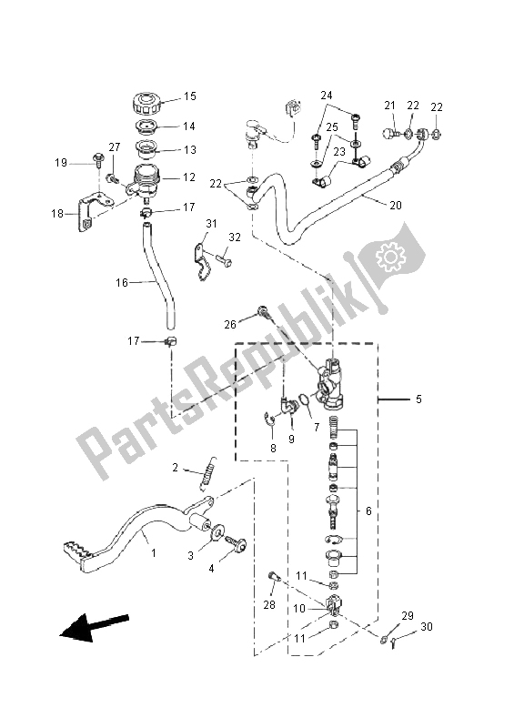 Tutte le parti per il Pompa Freno Posteriore del Yamaha WR 125X 2011