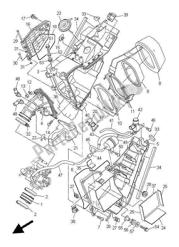 All parts for the Intake of the Yamaha WR 250X 2014