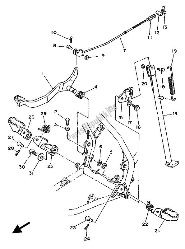 Todas as partes de Suporte E Apoio Para Os Pés do Yamaha YZ 80 1989