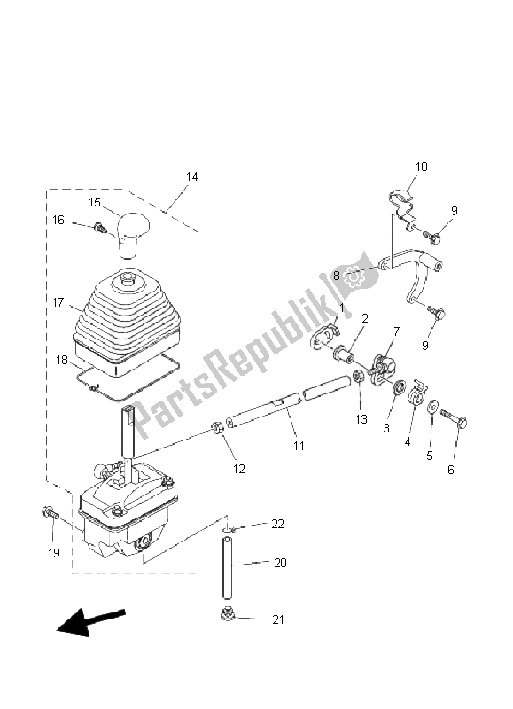 All parts for the Shift Shaft of the Yamaha YFM 400A Kodiak 2X4 2004