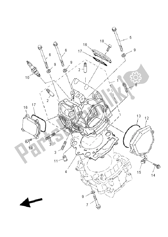 All parts for the Cylinder Head of the Yamaha XT 660R 2011