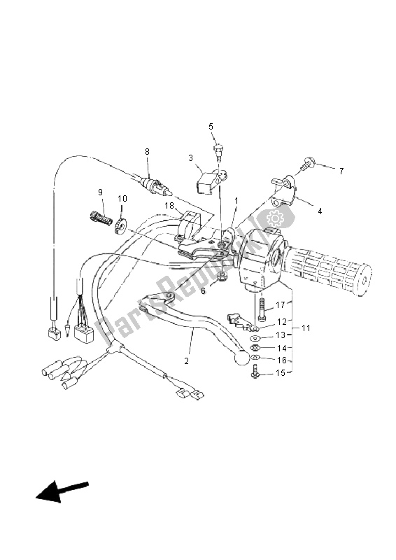 All parts for the Handle Switch & Lever of the Yamaha YFM 350F Grizzly 4X4 2011