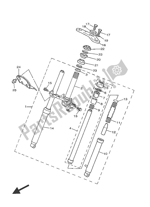 Todas las partes para Tenedor Frontal de Yamaha PW 50 2016