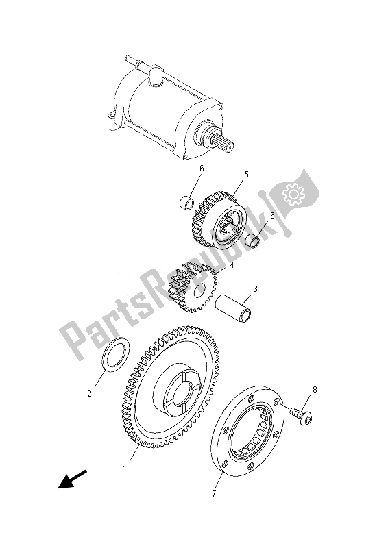 Alle onderdelen voor de Starterkoppeling van de Yamaha YFM 700 FGD Grizzly 4X4 2013