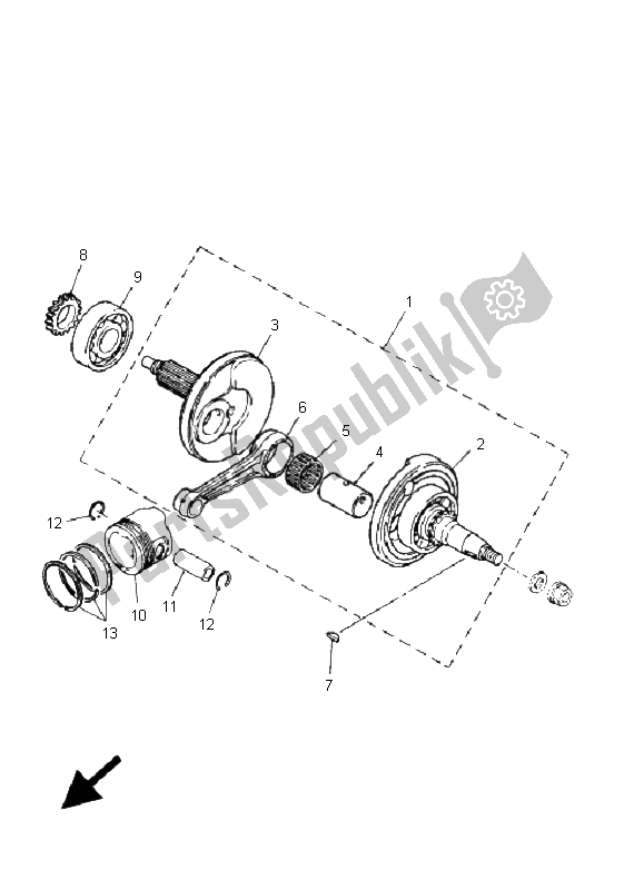Tutte le parti per il Albero Motore E Pistone del Yamaha YFM 50R 2009