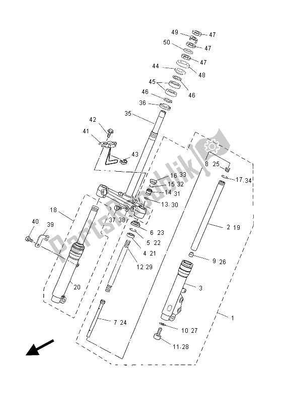 All parts for the Front Fork of the Yamaha YN 50 FU 2015