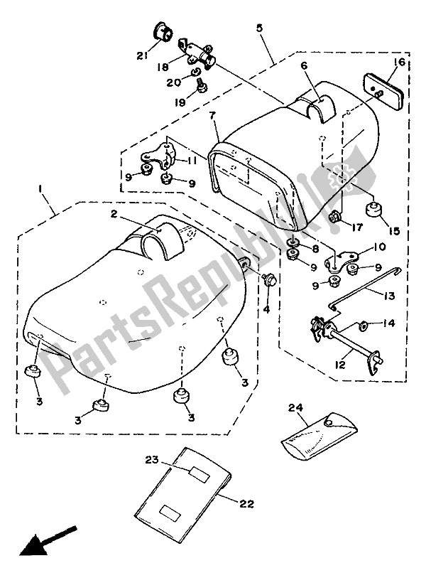 All parts for the Seat of the Yamaha XV 535 Virago 1991
