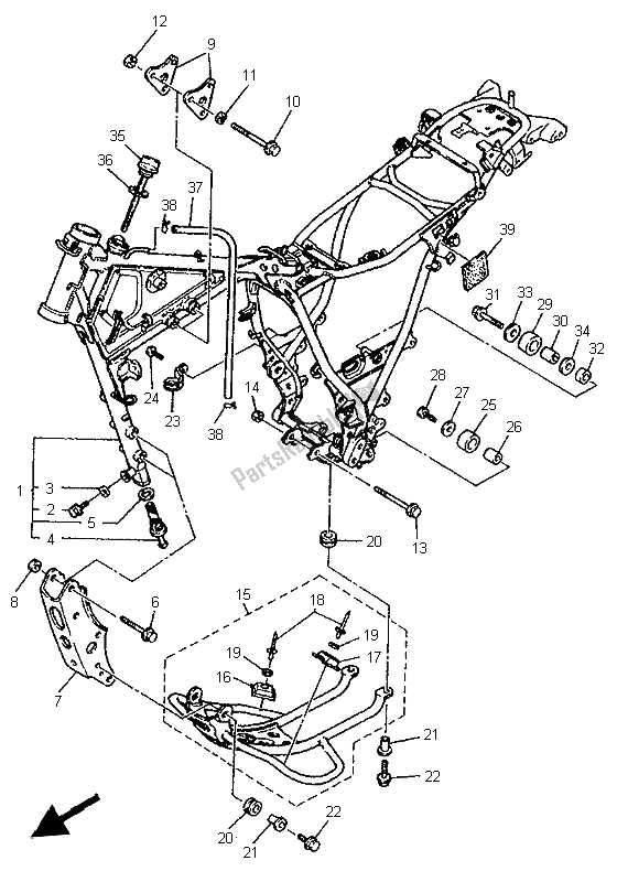 Tutte le parti per il Telaio del Yamaha XT 600E 1999