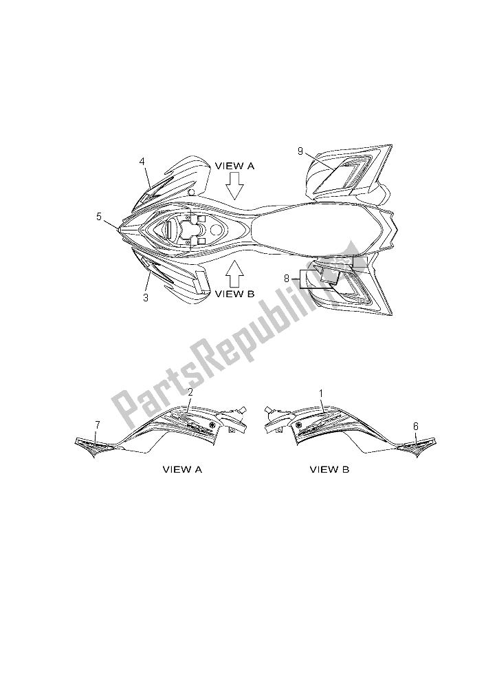 All parts for the Graphics of the Yamaha YFM 700R Yamaha Black 2015