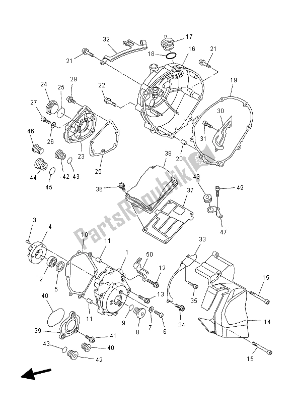 All parts for the Crankcase Cover 1 of the Yamaha FZ8 N 800 2012